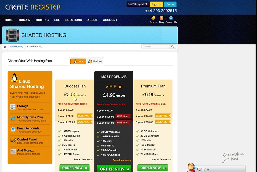 Order Web Hosting Now - Create Register