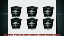 buy now  KINDWER Skull and Crossbones Etched Rocks Glasses Set of 6 Black
