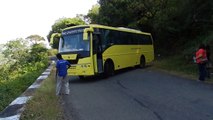 Bus makes 200000-point turn on the edge of a cliff