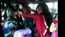 College Girls Dancing in Public Bus
