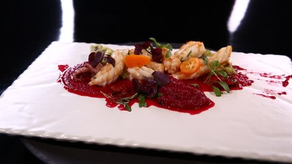 Encornets grillés, guacamole d’avocat, ‘nduja calabraise et kumquat, par Denny Imbroisi (#DPDC)