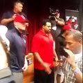 JJ Watt, Duane Brown, and Deandre Hopkins speak to victims of the Houston Floods 4/20/16