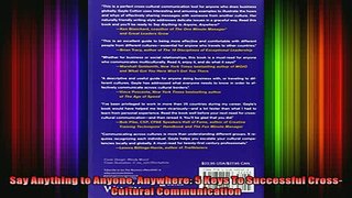 Downlaod Full PDF Free  Say Anything to Anyone Anywhere 5 Keys To Successful CrossCultural Communication Online Free