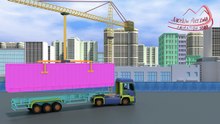 Learn Colors For Kids Children Toddlers with Semi-Trailer Truck and Crane