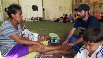 Quake survivors take shelter at camp in devastated Ecuador town