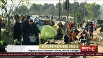 Migrants block Idomeni railway at Greek border