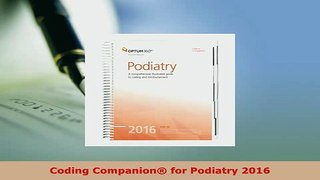 PDF  Coding Companion for Podiatry 2016 PDF Book Free