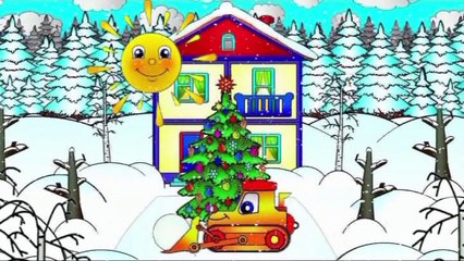 Çizgi film - Yılbaşı ağacı ve kardan adam