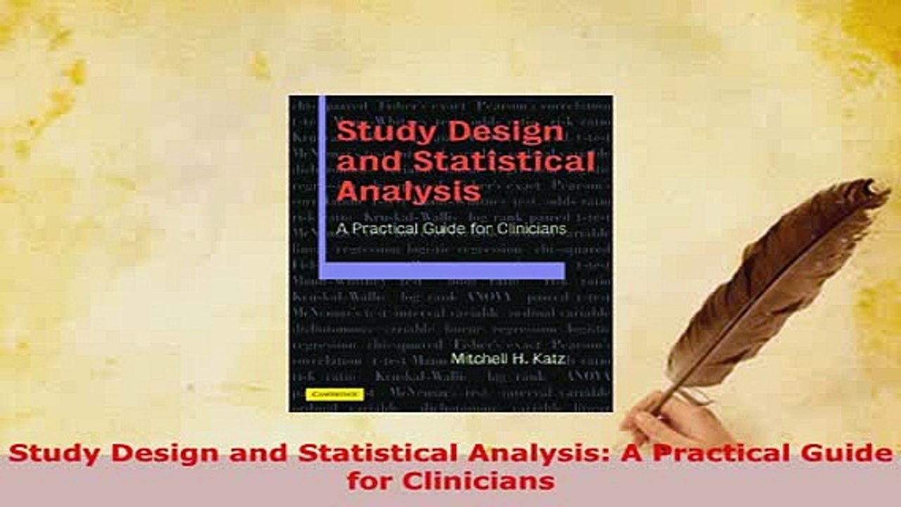 PDF  Study Design and Statistical Analysis A Practical Guide for Clinicians PDF Book Free