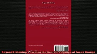 READ book  Beyond Listening Learning the Secret Language of Focus Groups  DOWNLOAD ONLINE