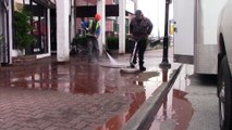 BW Powerwashing Langley - Pressure washing a store front paving stone sidewalk/walkway