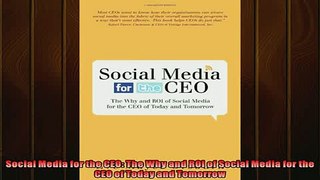 READ book  Social Media for the CEO The Why and ROI of Social Media for the CEO of Today and  FREE BOOOK ONLINE