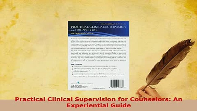 PDF Practical Clinical Supervision for Counselors An Experiential Guide Free Books
