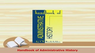 PDF  Handbook of Administrative History  EBook