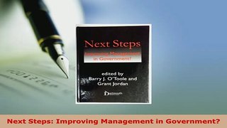 PDF  Next Steps Improving Management in Government Free Books