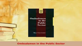 Download  Ombudsmen in the Public Sector  Read Online