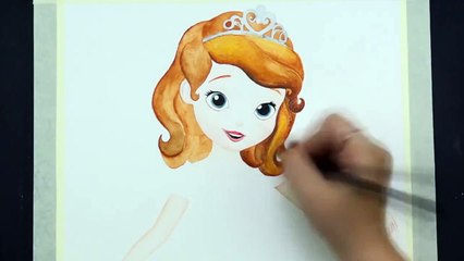 Disney Toys Fan SPEED DRAWING SOFIA the FIRST Disney Junior Watercolor Painting Video For Kids