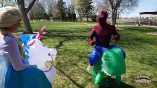Elsa and Spiderman vs Bane Elsa turns to Unicorn