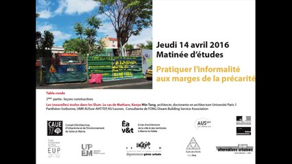 EAV&T-Ming Tang-Pratiquer l'informalité aux marges de la précarité-14 Avril 2016