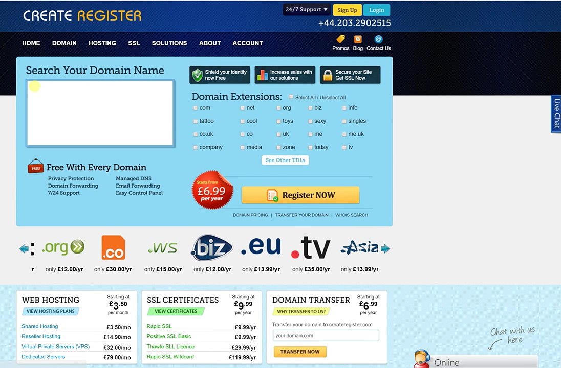 Domain Name Registration - Create Register