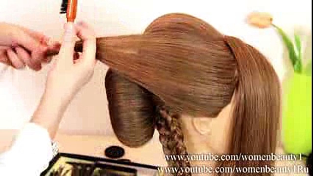 Hairstyle for medium long hair. Bun updo (1)