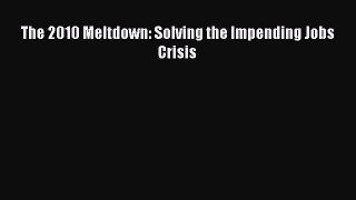 Read The 2010 Meltdown: Solving the Impending Jobs Crisis Ebook Free
