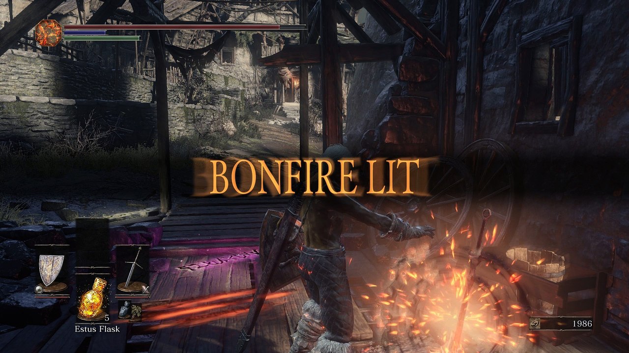Dark Souls III - Undead Settlement: Bonfire in Barn & Summon Signs / Messages Information Gameplay