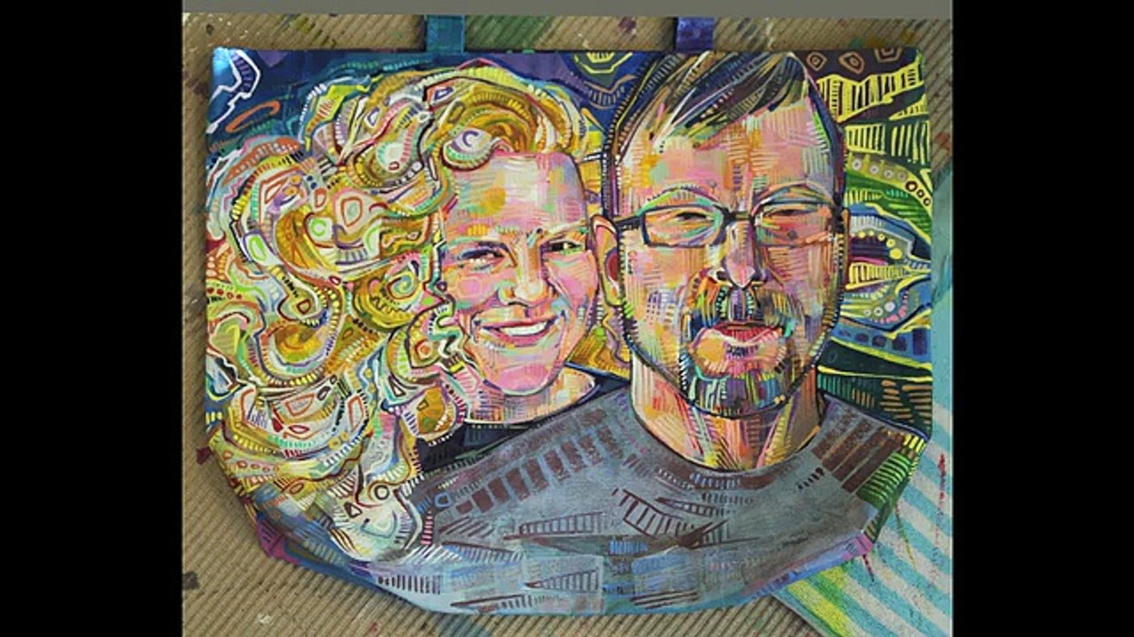 Painting portraits on tote bags-SD