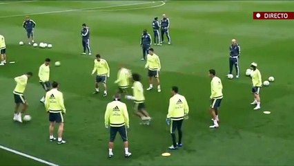 Keylor Navas se gusta con un toconazo en el entrenamiento