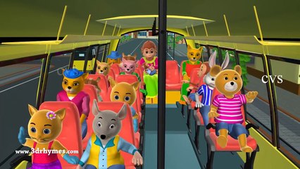 Wheels on the Bus Go Round And Round - 3D Animation Nursery Rhymes & Songs for Children