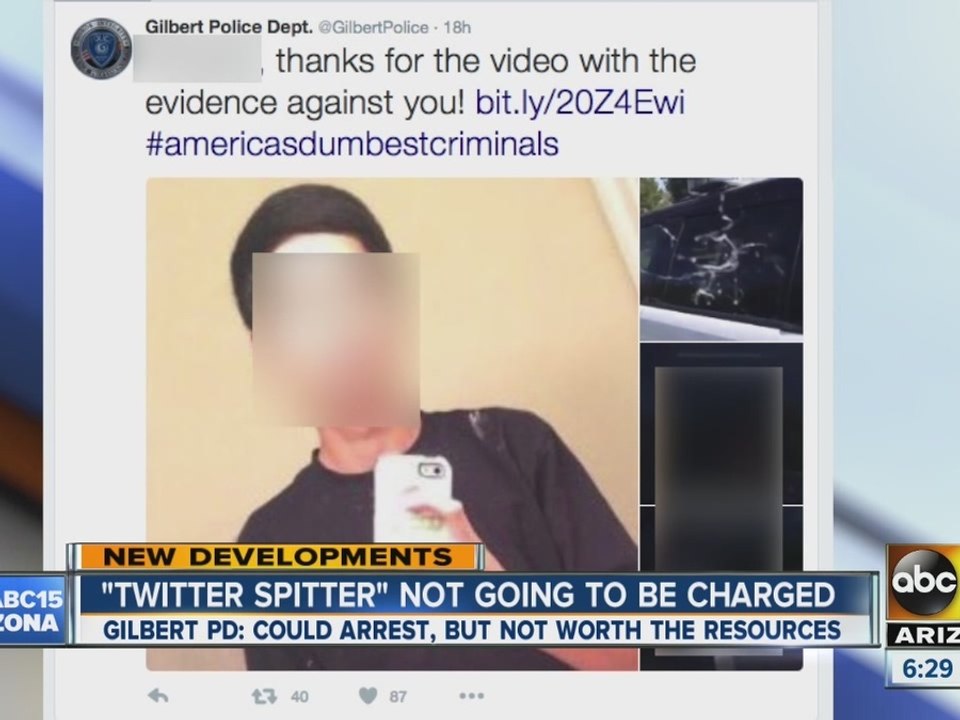 'Twitter spitter' not going to be charged