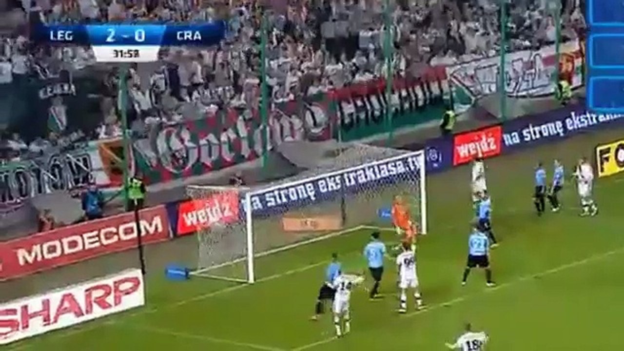 Legia 4 - 0 Cracovia incredible corner kick goal Nikolic 22.04.2016