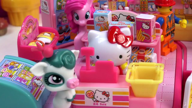 Hello Kitty Convenience Store Mini Doll Playset My Little Pony Lego go Shopping Toy Unboxi