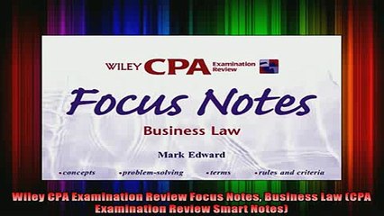 READ book  Wiley CPA Examination Review Focus Notes Business Law CPA Examination Review Smart Notes Free Online