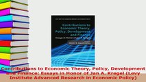 PDF  Contributions to Economic Theory Policy Development and Finance Essays in Honor of Jan A PDF Online