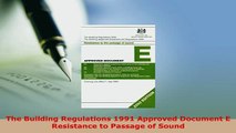 Download  The Building Regulations 1991 Approved Document E Resistance to Passage of Sound  Read Online