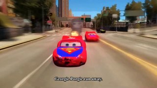 Spiderman Songs Nursery ♪ Georgie porgie ♪ Track Lightning Mcqueen Cars