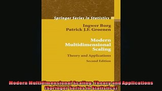 FREE PDF  Modern Multidimensional Scaling Theory and Applications Springer Series in Statistics  BOOK ONLINE