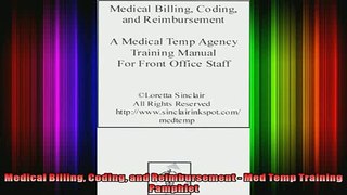 READ book  Medical Billing Coding and Reimbursement  Med Temp Training Pamphlet Full Free