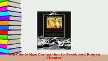 PDF  The Cambridge Companion to Greek and Roman Theatre Free Books