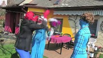 Frozen Elsa Becomes Mermaid vs Darts! w Spiderman, Maleficent & Hulk! Superhero Fun in Real Life