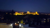 Travel to Granada, Spain - Night Landscape of Alhambra at Plaza de San Nicolás 1