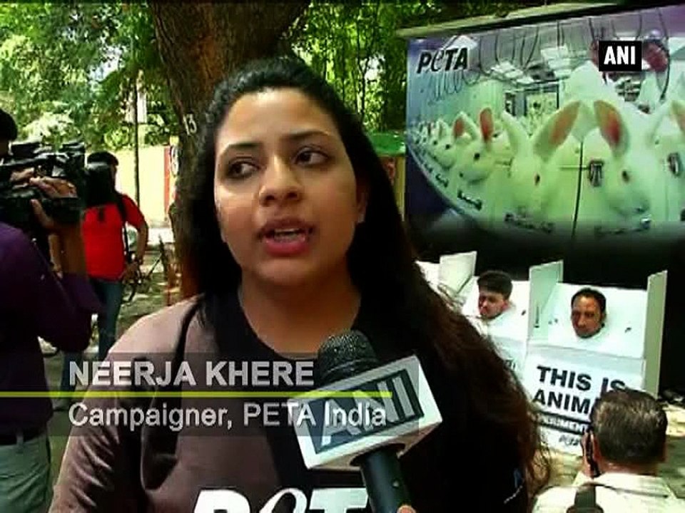 New Delhi PETA demonstrates against toxicity test conducted on animals