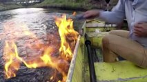 Watch river burst into FLAMES as MP claims fracking caused gas leak