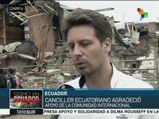 Canciller de Ecuador agradece ayuda de la comunidad internacional