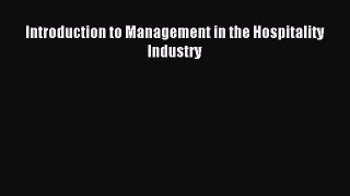 Download Introduction to Management in the Hospitality Industry PDF Free