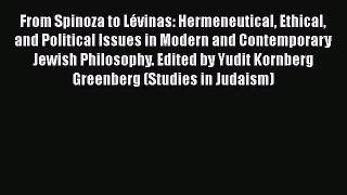 Book From Spinoza to Lévinas: Hermeneutical Ethical and Political Issues in Modern and Contemporary