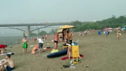 Freak hail storm hits Siberian beach in mid-summer