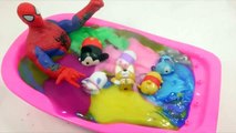 Learn Numbers Baby Doll Bath Time Bubble gum Toys Surprise Eggs Spiderman Slime