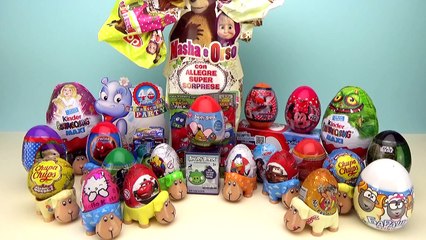 30 Kinder Surprise Eggs Unboxing Mickey and Minnie Mouse, Angry Birds, Hello Kitty 驚き�